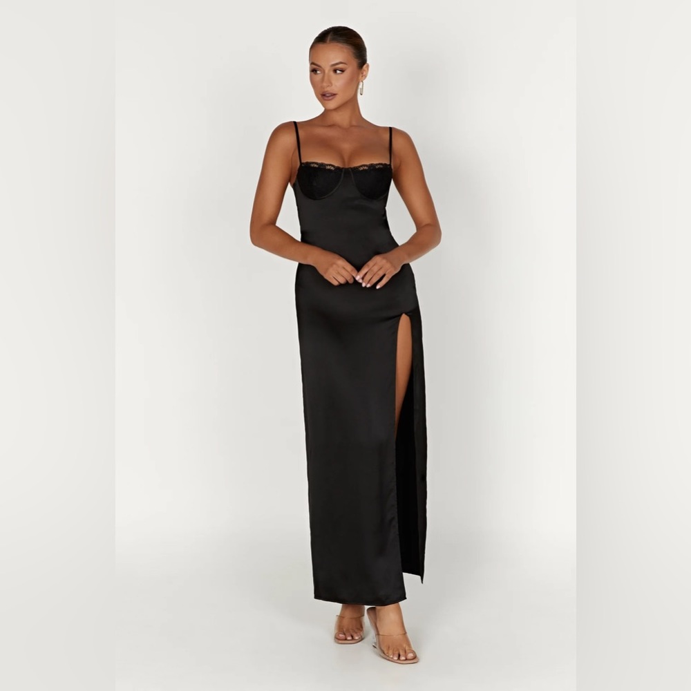 MESHKI Black Silk Dresss